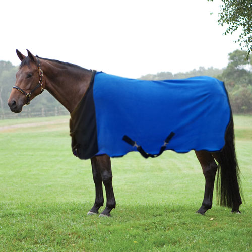 Equesta Fleece Blanket Sky Blue Check Horse Fleece